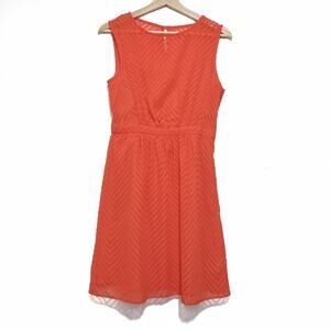 J. Crew | Vibrant Orange Textured Pattern Fit and Flare Sheath Sleeveless Dress
